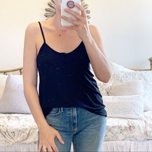 SALE 🏷 Black Three Button Tank Top